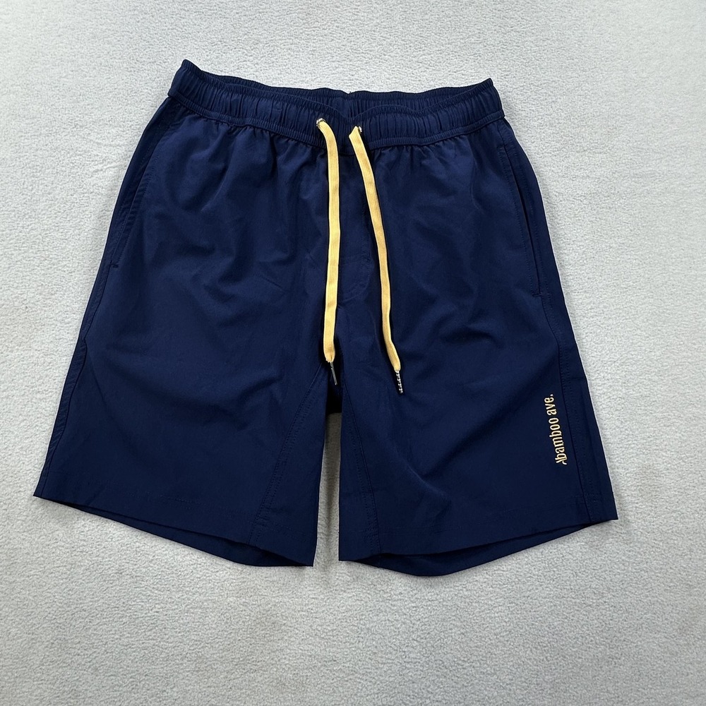 Bamboo Ave Shorts Mens Medium Navy Gym Hiking Stretch Drawstring Embroidered